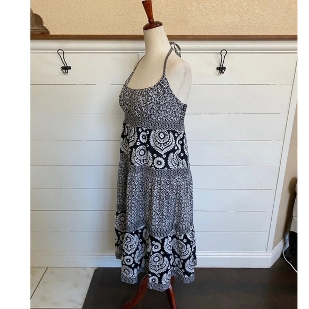 Michael Kors‎ Black White Floral Tiered Halter Midi Dress - M EUC - Picture 3 of 15